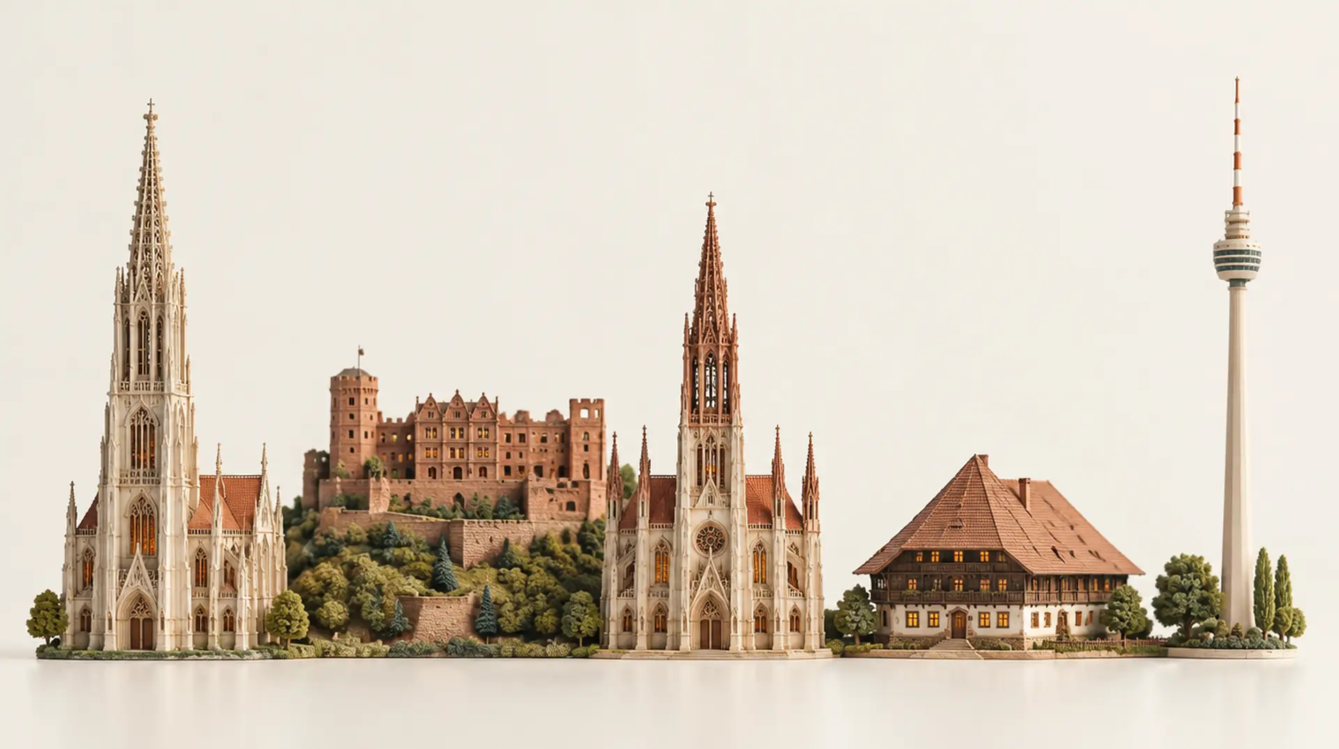 Modell der Stadtsilhouette von Baden-Württemberg