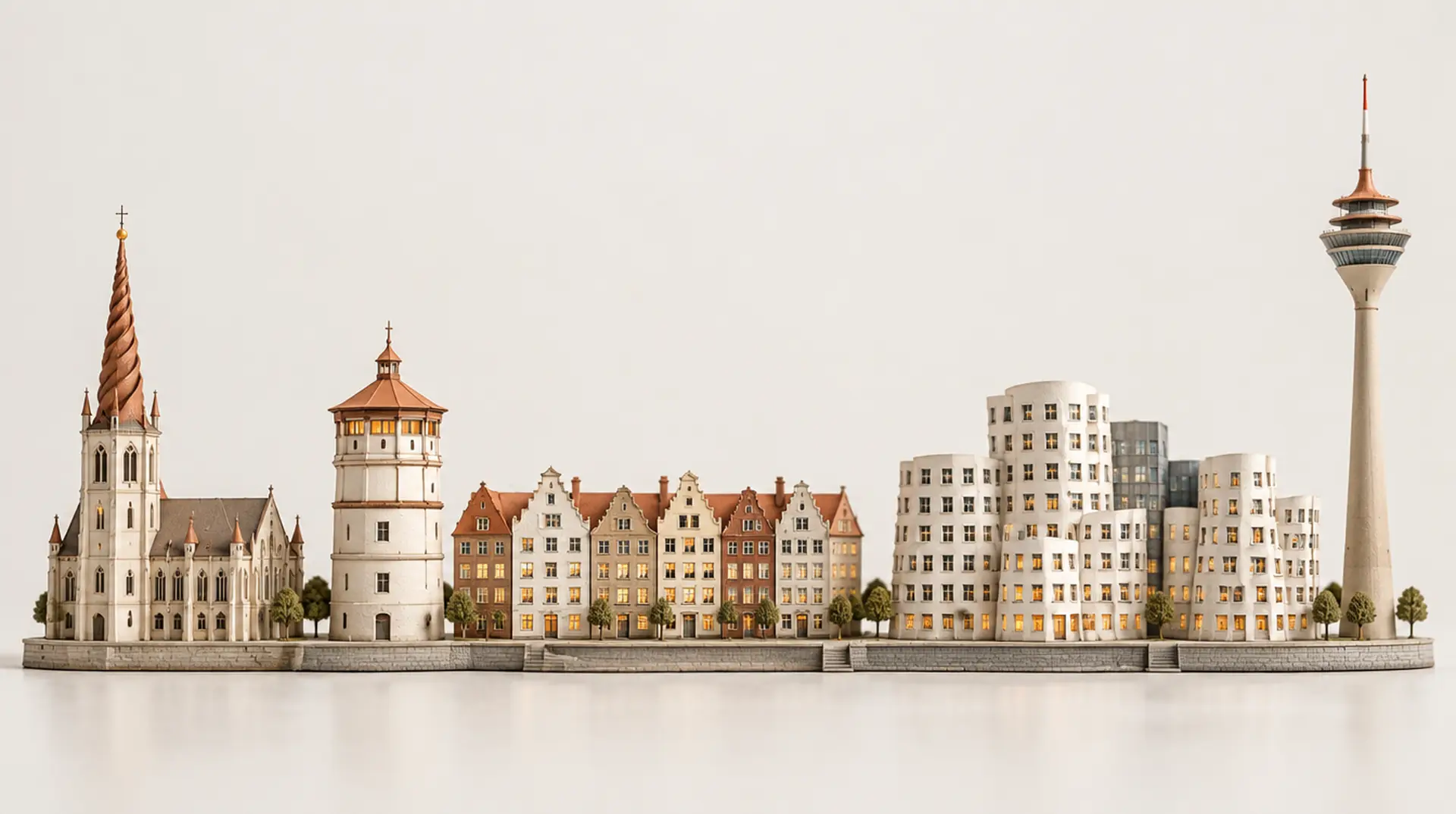 Modell der Stadtsilhouette von Düsseldorf