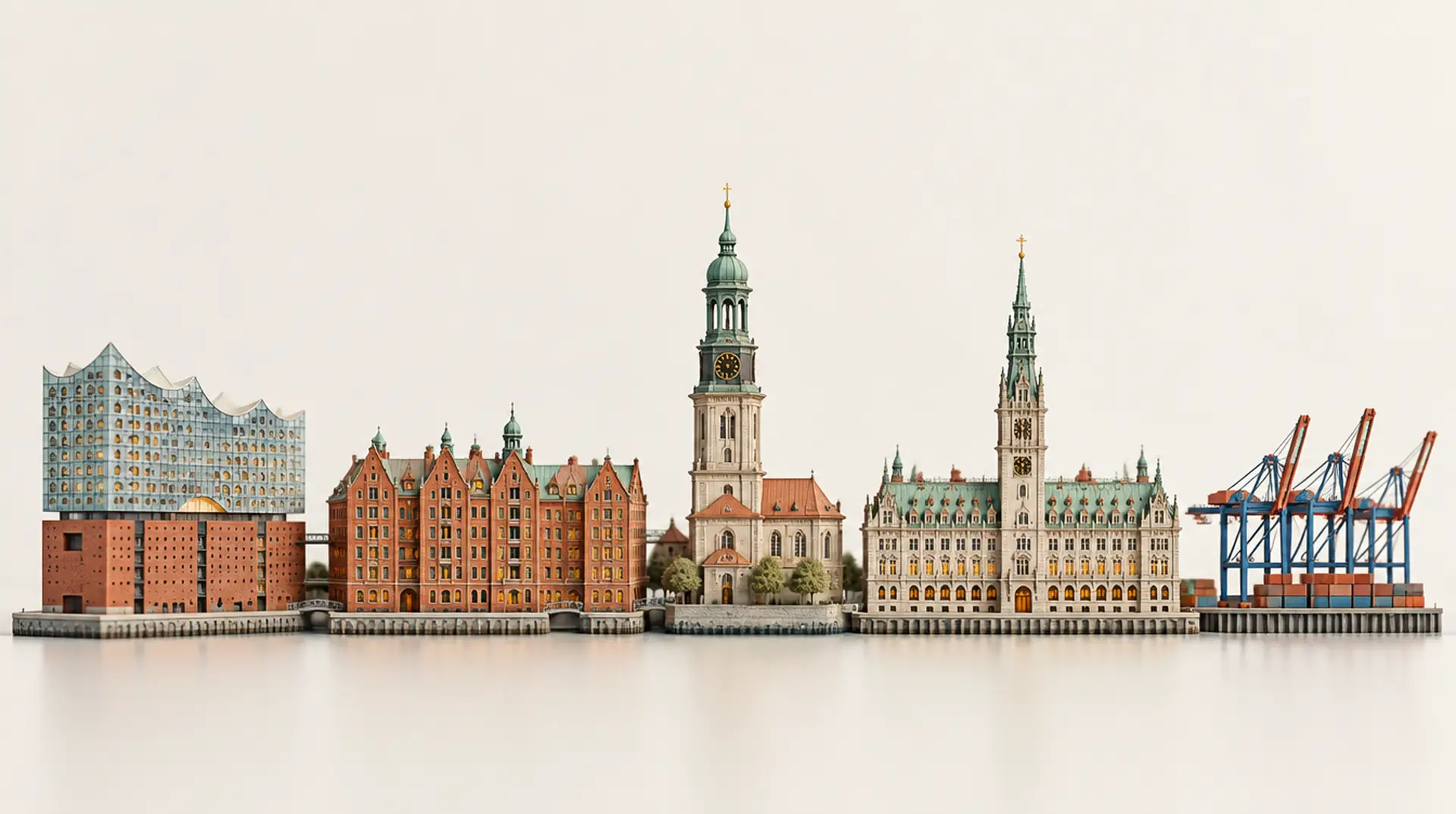 Modell der Stadtsilhouette von Hamburg