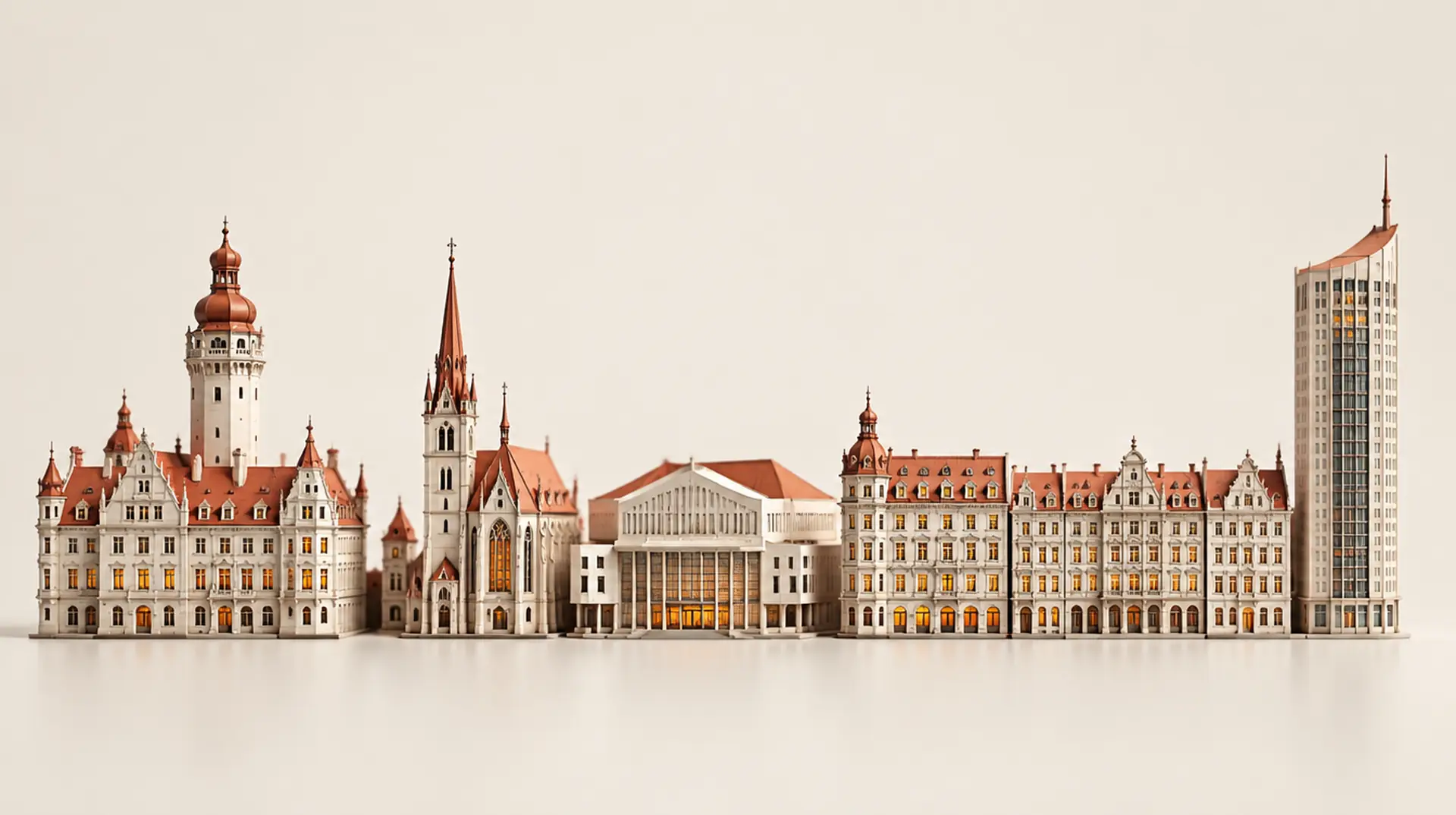 Modell der Stadtsilhouette von Leipzig