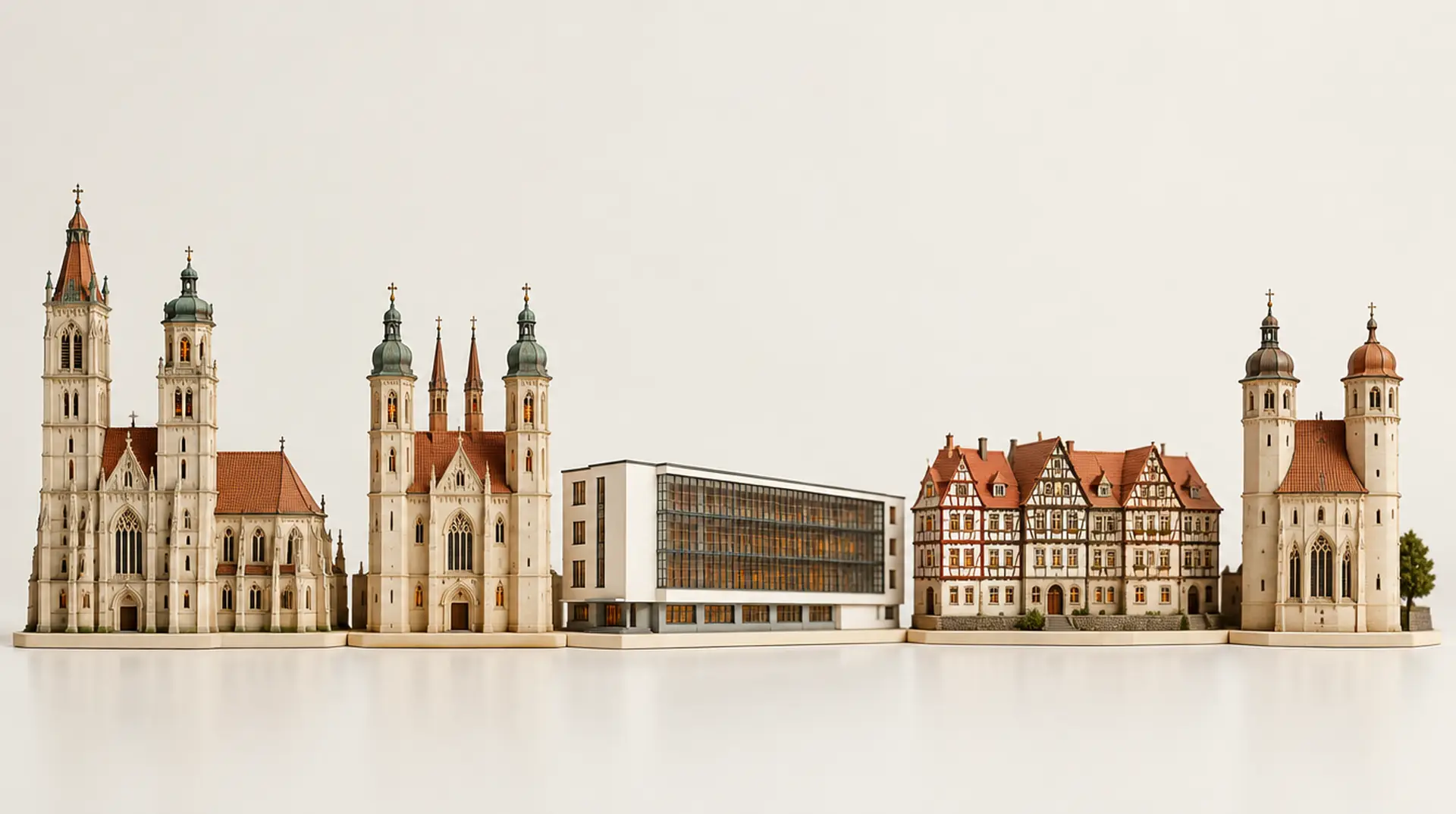 Modell der Stadtsilhouette von Sachsen-Anhalt