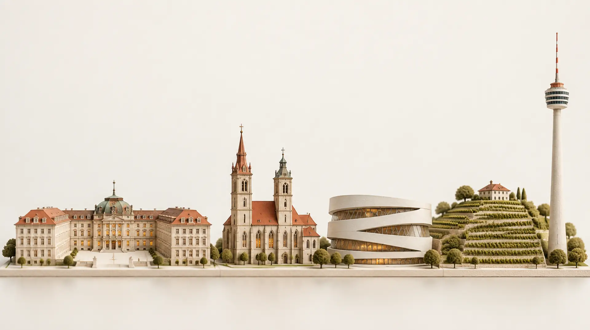 Modell der Stadtsilhouette von Stuttgart